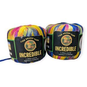 Lion Brand Yarn Incredible Tape Yarn Color Rainbow- 2 Skeins NWT